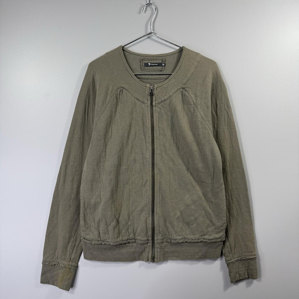 Y2K Alexander Wang Sweatshirt Womens Small Green Full Zip Crewneck Lightweight